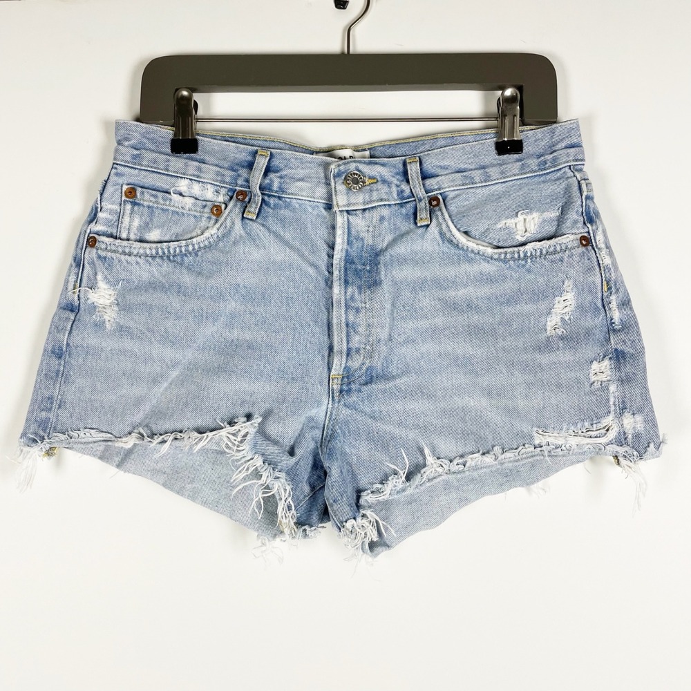 Agolde Women's Parer Cotton High Rise Distressed Mini Denim Jeans 28